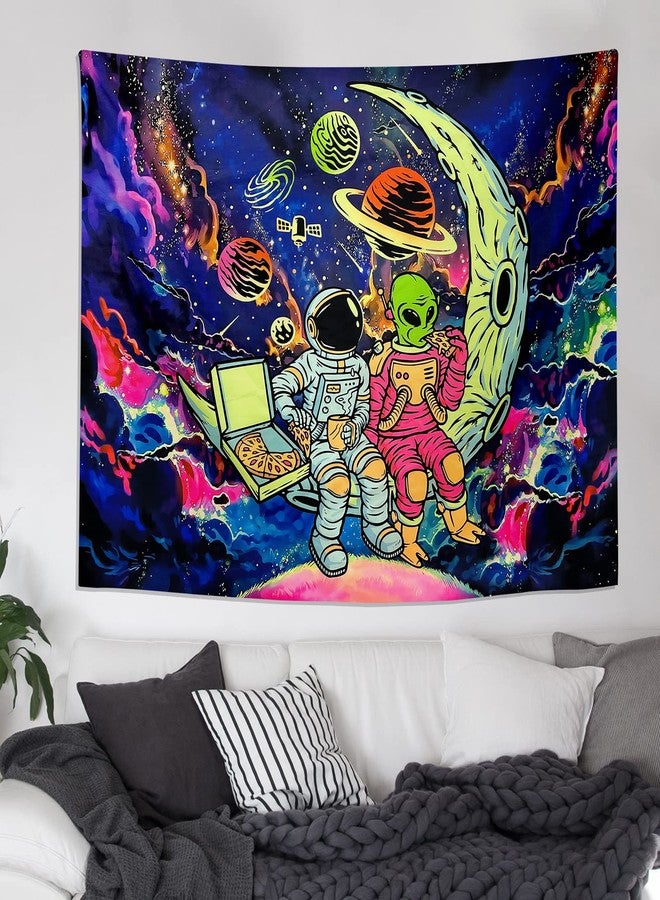 PSYHILAR Astronaut Black Light Tapestry for Men, Blacklight Alien Poster for Teens Boys, Funny Neon Galaxy Wall Tapestry (59 x 51 Inches) - Image 5